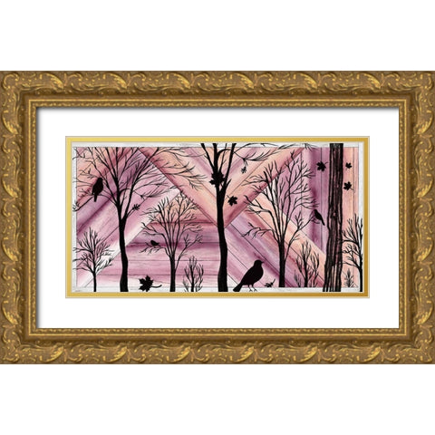Framed  Woodland landscape Gold Ornate Wood Framed Art Print with Double Matting by Lee C