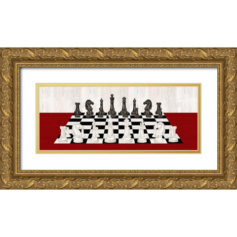 Rather  be Playing Chess board panel red Gold Ornate Wood Framed Art Print with Double Matting by Reed, Tara