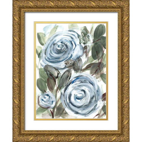 Farmhouse  Rose blue I Gold Ornate Wood Framed Art Print with Double Matting by Chapman, Marcy