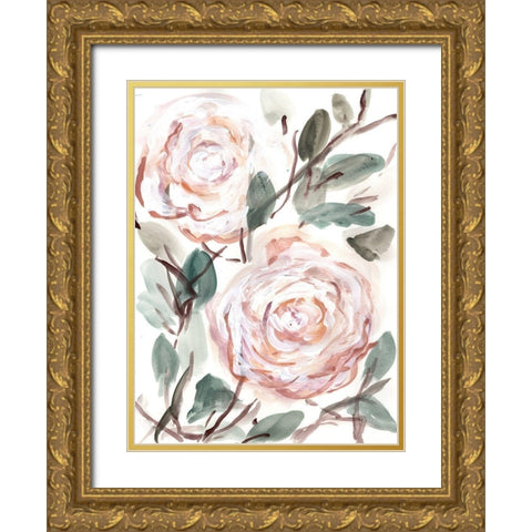 Farmhouse  Bush coral pink I Gold Ornate Wood Framed Art Print with Double Matting by Chapman, Marcy