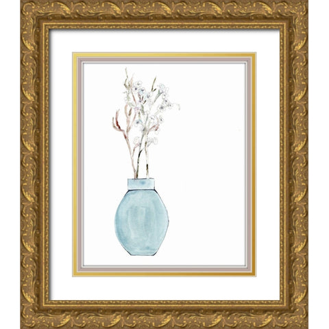 Simply  Blue Gold Ornate Wood Framed Art Print with Double Matting by Chapman, Marcy