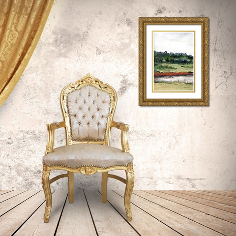Farmhouse  Fields I Gold Ornate Wood Framed Art Print with Double Matting by Chapman, Marcy