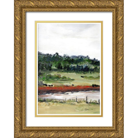 Farmhouse  Fields I Gold Ornate Wood Framed Art Print with Double Matting by Chapman, Marcy