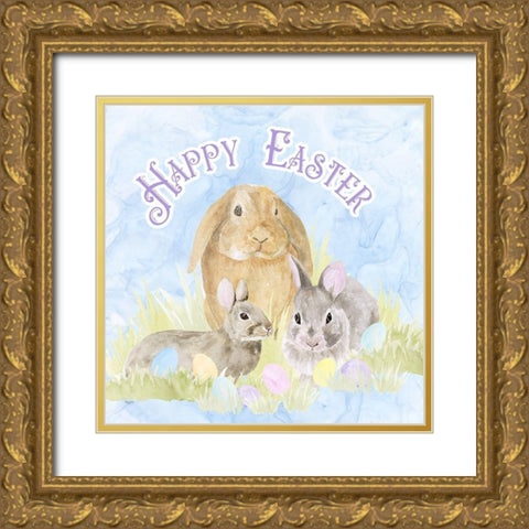 Farmhouse  Easter Sentiment VII-Easter Rabbits Gold Ornate Wood Framed Art Print with Double Matting by Reed, Tara