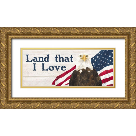 Let  Freedom Soar Sentiment panel II-Land Gold Ornate Wood Framed Art Print with Double Matting by Reed, Tara