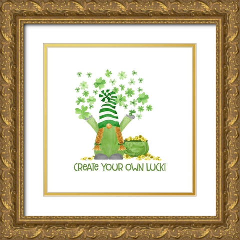 Luck  of the Gnomes IV-Create your Luck Gold Ornate Wood Framed Art Print with Double Matting by Reed, Tara