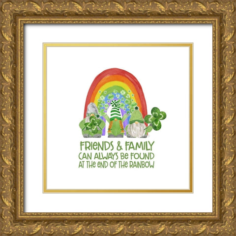 Luck  of the Gnomes V-End of the Rainbow Gold Ornate Wood Framed Art Print with Double Matting by Reed, Tara