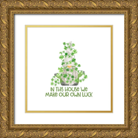 Luck  of the Gnomes VII-This House Gold Ornate Wood Framed Art Print with Double Matting by Reed, Tara