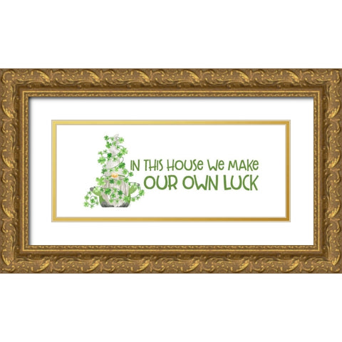 Luck  of the Gnomes panel III-This House Gold Ornate Wood Framed Art Print with Double Matting by Reed, Tara