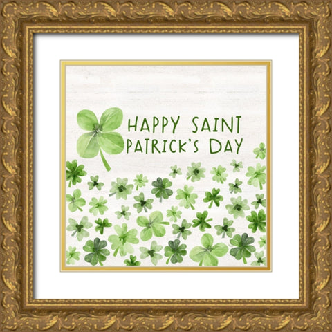 Shamrock  Rainbow Sentiment II-Happy St Patricks Gold Ornate Wood Framed Art Print with Double Matting by Reed, Tara