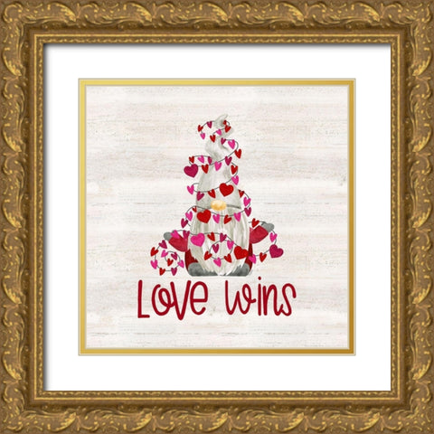Valentine  Gnomes VII-Love Wins Gold Ornate Wood Framed Art Print with Double Matting by Reed, Tara
