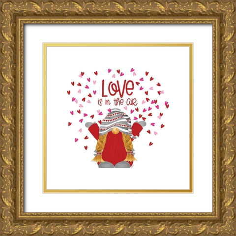 Valentine  Gnomes on white IV-In the Air Gold Ornate Wood Framed Art Print with Double Matting by Reed, Tara