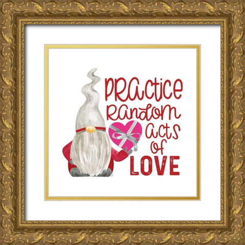 Valentine  Gnomes on white VIII-Random Acts Gold Ornate Wood Framed Art Print with Double Matting by Reed, Tara