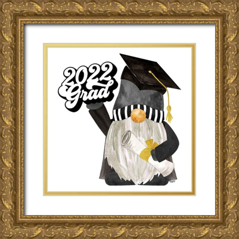 Graduation Gnome II Gold Ornate Wood Framed Art Print with Double Matting by Reed, Tara