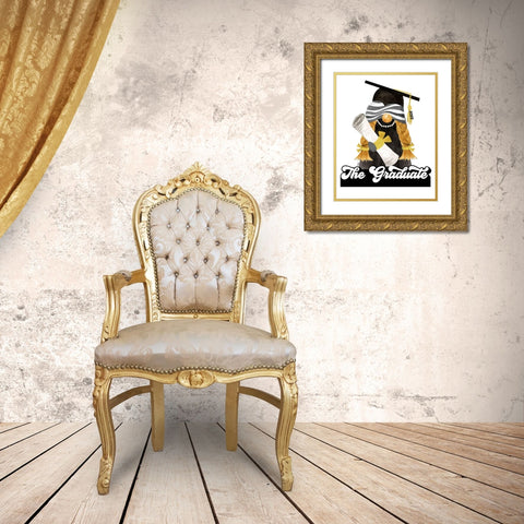 Graduation Gnome portrait II Gold Ornate Wood Framed Art Print with Double Matting by Reed, Tara