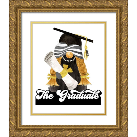 Graduation Gnome portrait II Gold Ornate Wood Framed Art Print with Double Matting by Reed, Tara