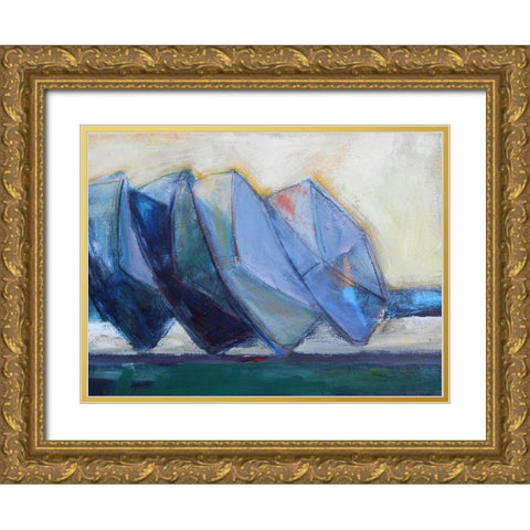 Boats Waiting Gold Ornate Wood Framed Art Print with Double Matting by Marie, Susanne
