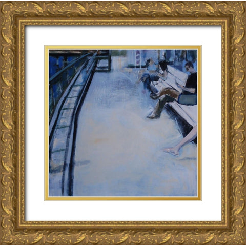 Ferry Crossing Gold Ornate Wood Framed Art Print with Double Matting by Marie, Susanne