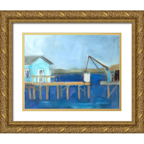 Fishing Dock Gold Ornate Wood Framed Art Print with Double Matting by Marie, Susanne