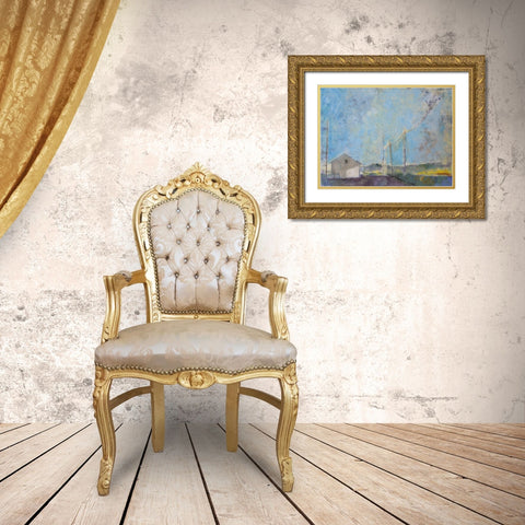 Blue Skies Gold Ornate Wood Framed Art Print with Double Matting by Marie, Susanne