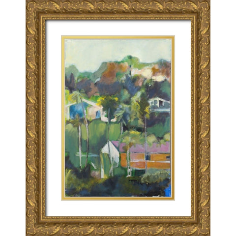 Home Away Gold Ornate Wood Framed Art Print with Double Matting by Marie, Susanne