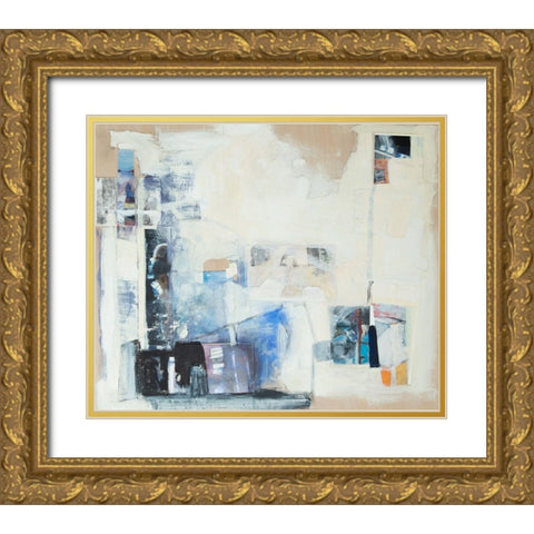 Shifting Blues Gold Ornate Wood Framed Art Print with Double Matting by Marie, Susanne
