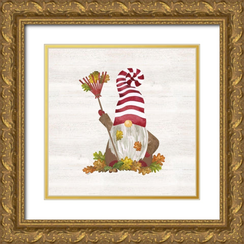 Fall Gnomes IV Gold Ornate Wood Framed Art Print with Double Matting by Reed, Tara