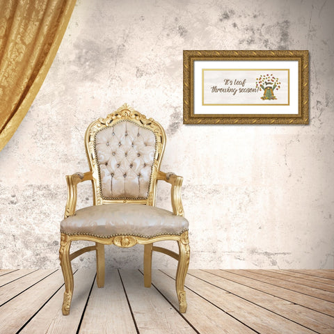 Fall Gnomes Sentiment panel II-Leaf Throwing Gold Ornate Wood Framed Art Print with Double Matting by Reed, Tara