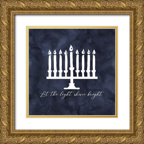 Hanukkah Lights III-Light Shine Bright Gold Ornate Wood Framed Art Print with Double Matting by Reed, Tara