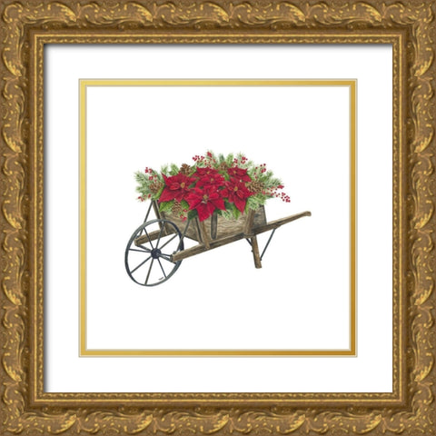 Home for the Holidays icon VI-Christmas Wheelbarrow Gold Ornate Wood Framed Art Print with Double Matting by Reed, Tara