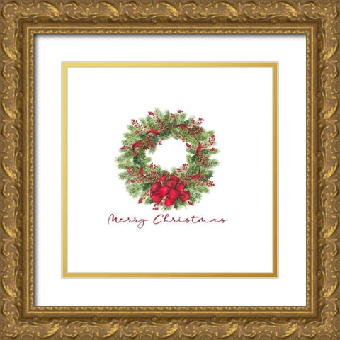 Home for the Holidays icon XV-Wreath Gold Ornate Wood Framed Art Print with Double Matting by Reed, Tara