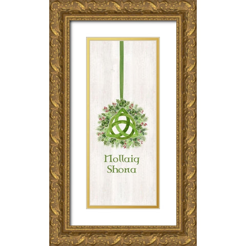 Irish Christmas vertical I-Celtic Knot Gold Ornate Wood Framed Art Print with Double Matting by Reed, Tara