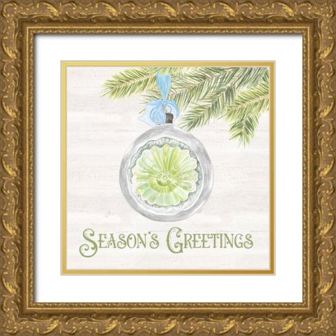 Vintage Christmas IV-Seasons Greetings Gold Ornate Wood Framed Art Print with Double Matting by Reed, Tara