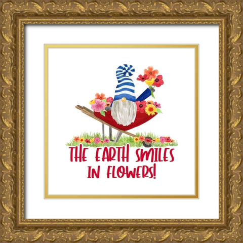 Gardening Gnomes Sentiment II-Earth Smiles Gold Ornate Wood Framed Art Print with Double Matting by Reed, Tara