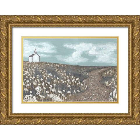 Church on the Hill Gold Ornate Wood Framed Art Print with Double Matting by Bryan, Kathleen