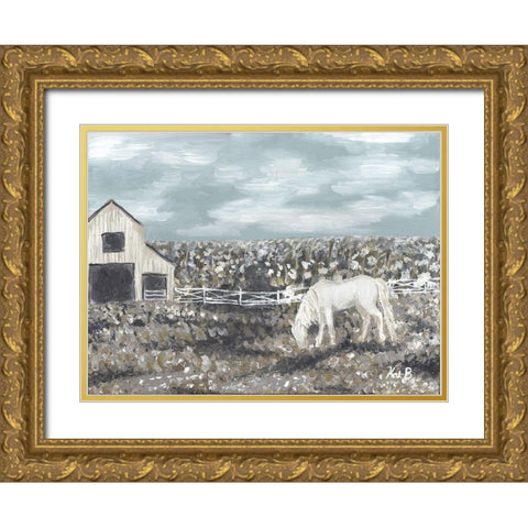 Black Creek Stable Gold Ornate Wood Framed Art Print with Double Matting by Bryan, Kathleen