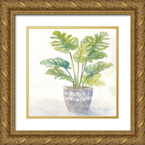 Houseplant III-Split Leaf Philodendron Gold Ornate Wood Framed Art Print with Double Matting by Coulter, Cynthia