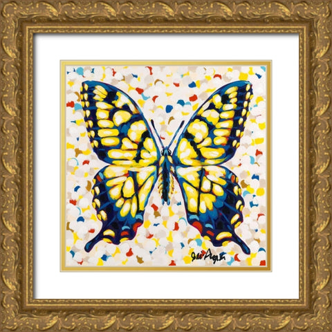 Pop Butterfly I Gold Ornate Wood Framed Art Print with Double Matting by Augustine, Jodi