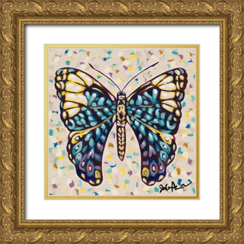 Pop Butterfly II Gold Ornate Wood Framed Art Print with Double Matting by Augustine, Jodi