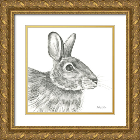 Watercolor Pencil Forest II-Rabbit Gold Ornate Wood Framed Art Print with Double Matting by Wilson, Kelsey