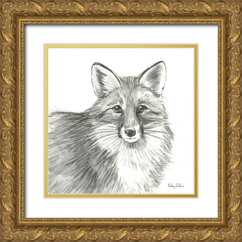 Watercolor Pencil Forest III-Fox Gold Ornate Wood Framed Art Print with Double Matting by Wilson, Kelsey