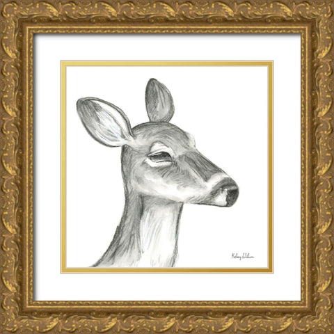 Watercolor Pencil Forest IX-Fawn Gold Ornate Wood Framed Art Print with Double Matting by Wilson, Kelsey