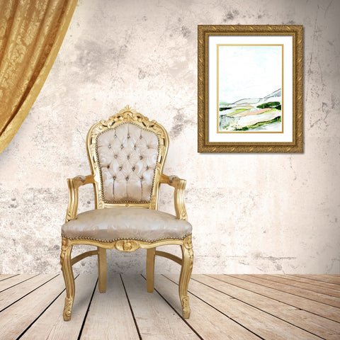 Minimal Landscape green II Gold Ornate Wood Framed Art Print with Double Matting by Chapman, Marcy