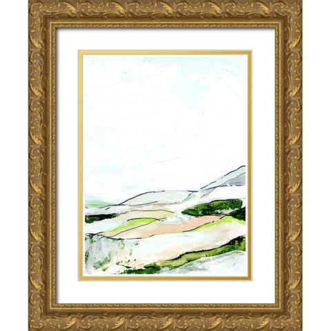Minimal Landscape green II Gold Ornate Wood Framed Art Print with Double Matting by Chapman, Marcy