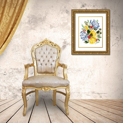 Chalky Blue And Yellow I Gold Ornate Wood Framed Art Print with Double Matting by Chapman, Marcy