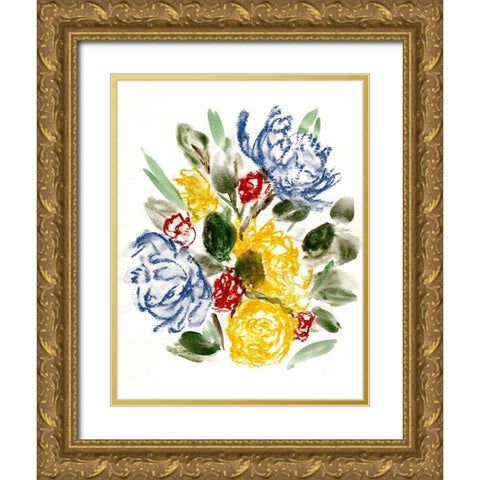 Chalky Blue And Yellow I Gold Ornate Wood Framed Art Print with Double Matting by Chapman, Marcy