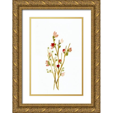 Golden Pink Blossoms Gold Ornate Wood Framed Art Print with Double Matting by Chapman, Marcy