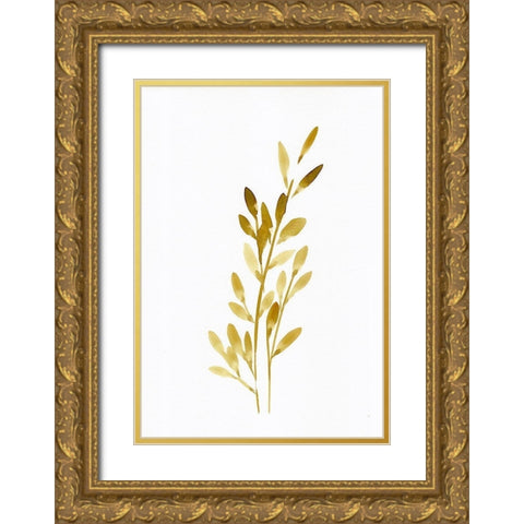 Pretty Golden Leaves Gold Ornate Wood Framed Art Print with Double Matting by Chapman, Marcy