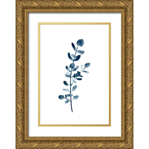 Farmhouse Eucalyptus blue Gold Ornate Wood Framed Art Print with Double Matting by Chapman, Marcy