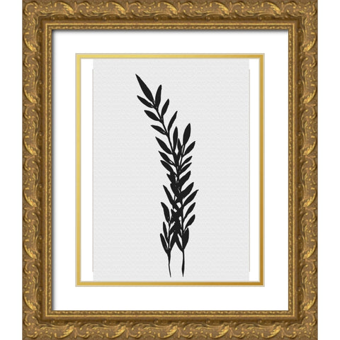 Farmhouse Leaves black Gold Ornate Wood Framed Art Print with Double Matting by Chapman, Marcy